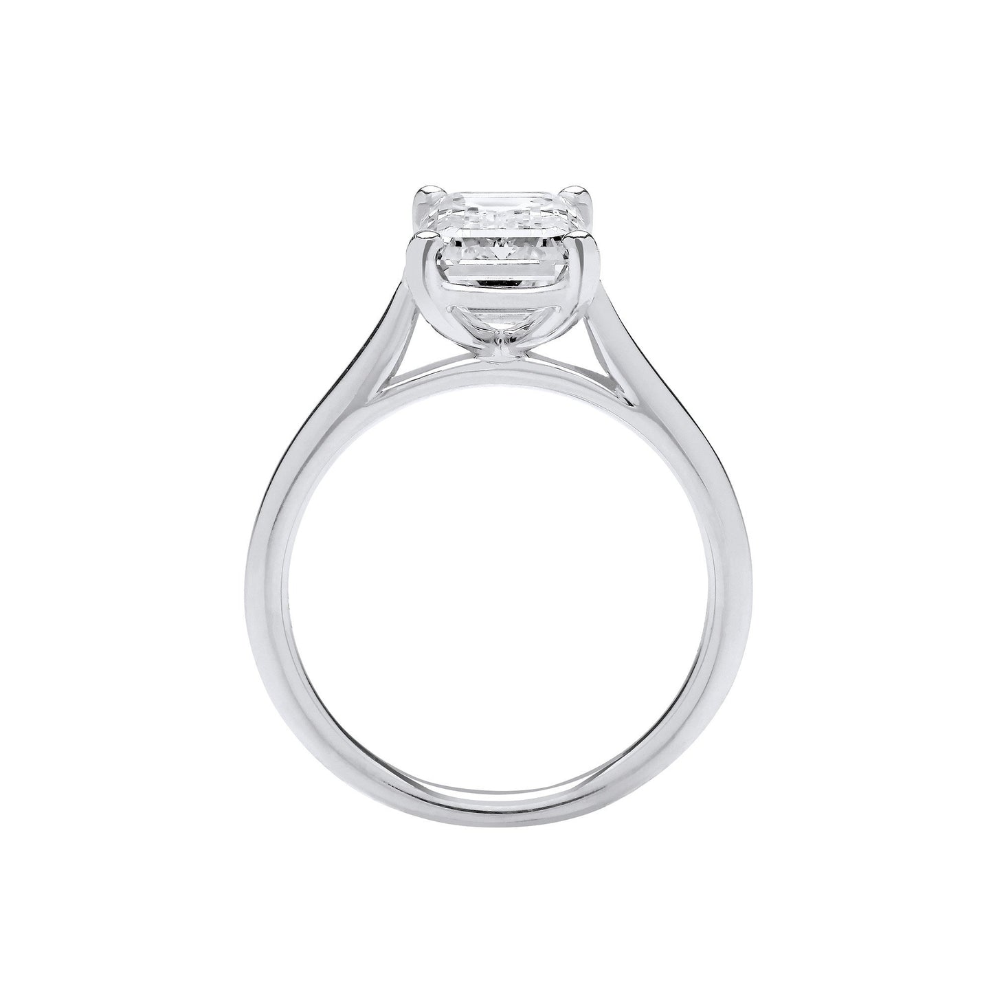 18ct White Gold 3.00ctw Emerald Cut Lab Grown Diamond Ring IGI Certified