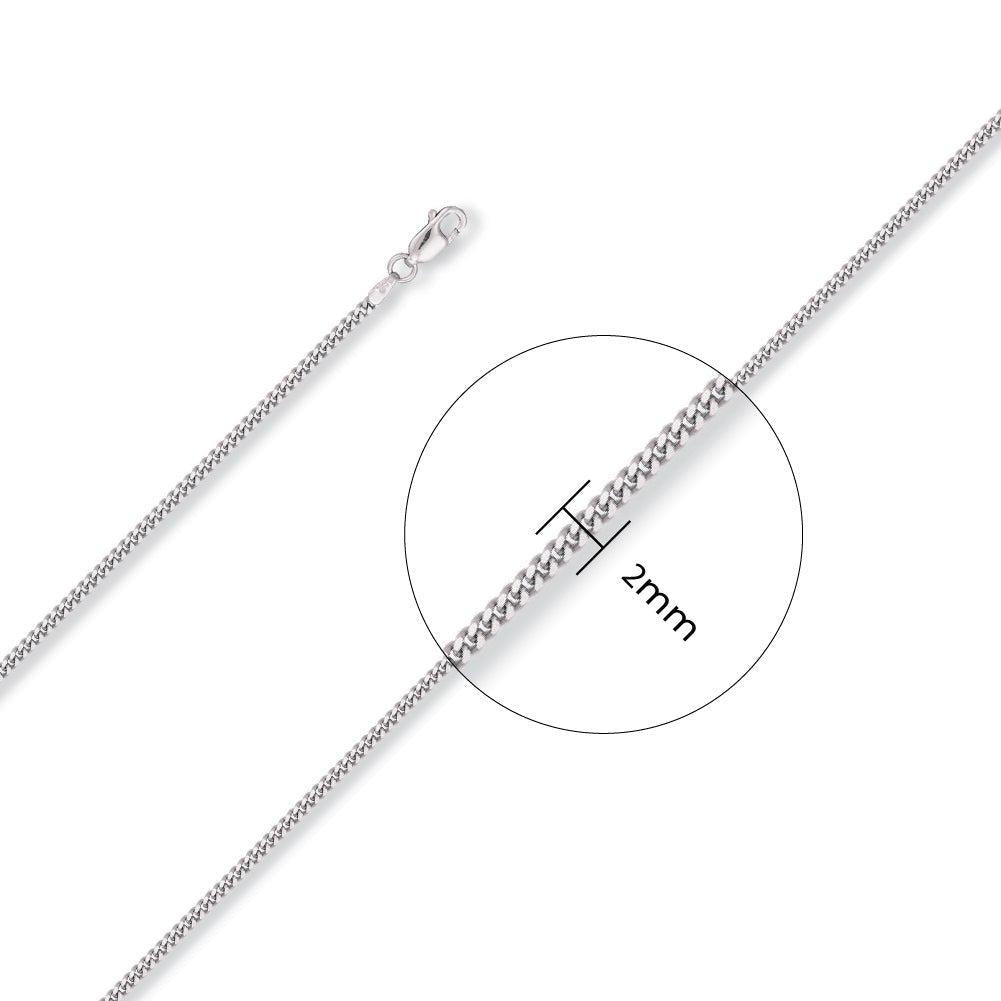 White Gold 2.0mm Traditional Classic Curb Chain