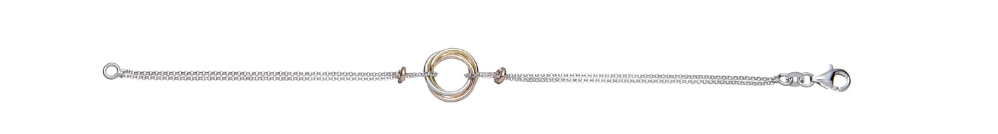 Silver, Rose & Yellow Circle Bracelet 7"/Necklace 17"
