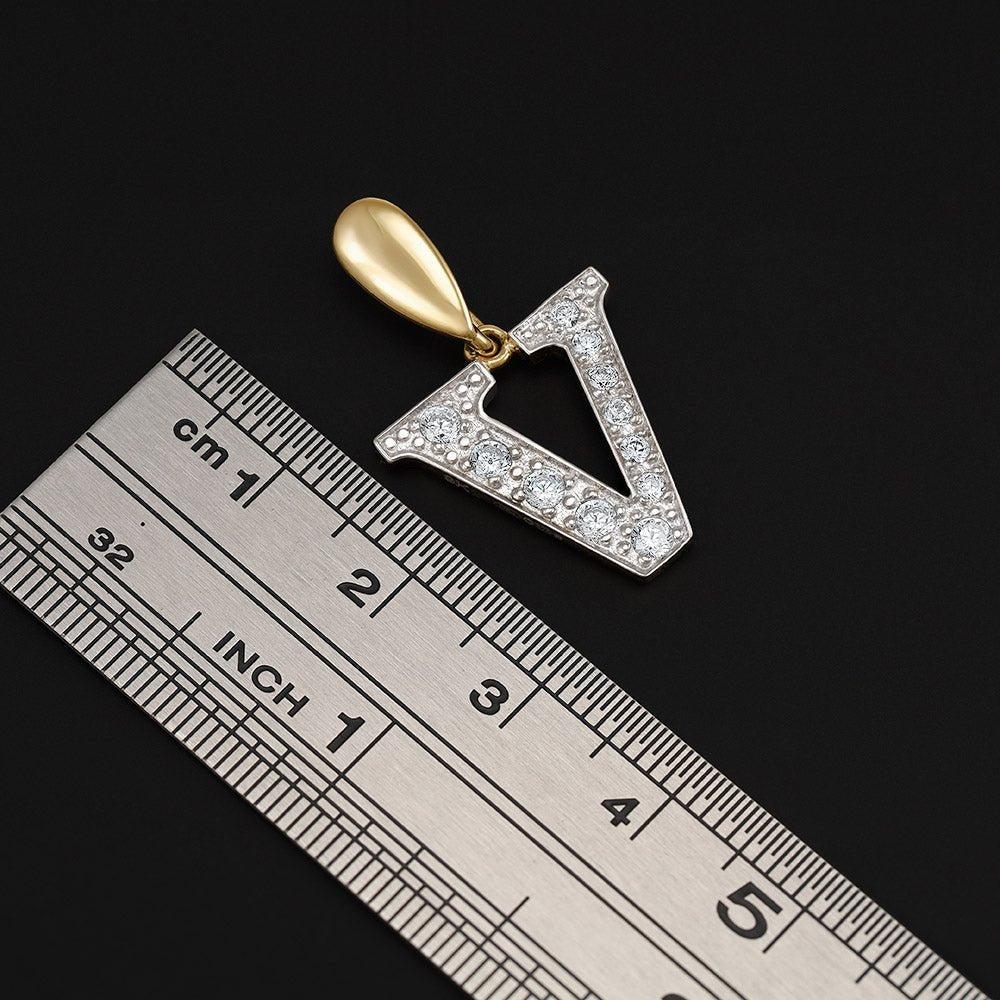 Yellow Gold Large Cubic Zirconia Initial Pendants