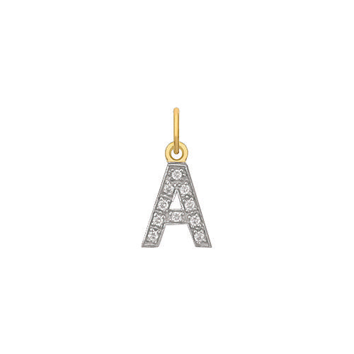 Yellow Gold Small Cubic Zirconia Initial Pendants