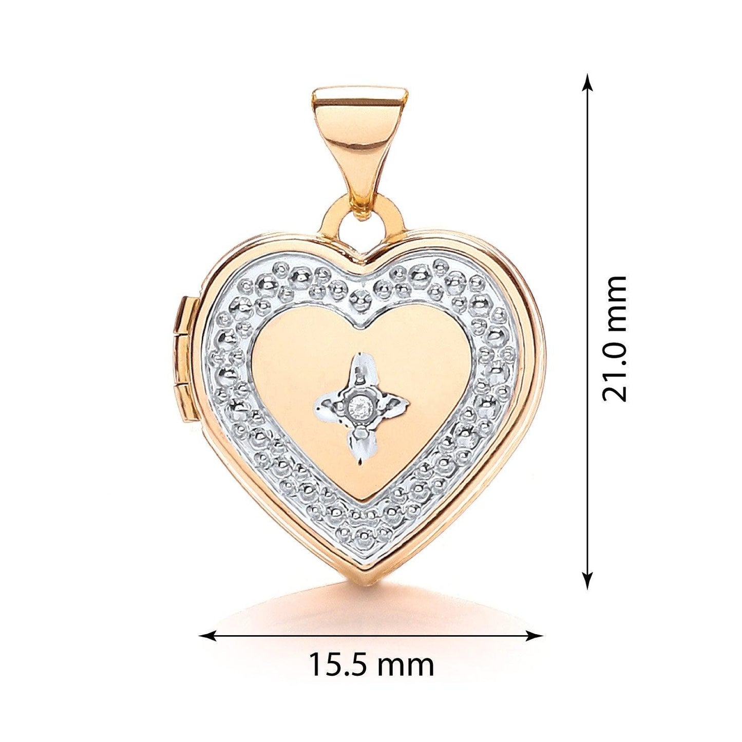Yellow White Heart Shape Locket with Diamond