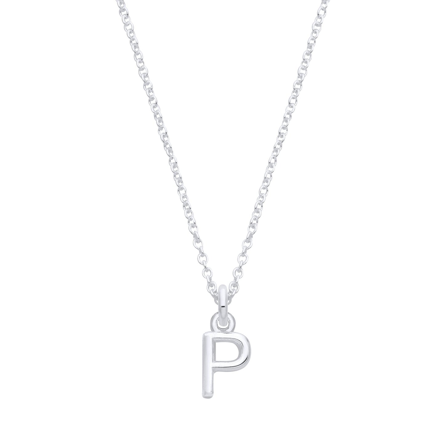 Silver Small Plain Initial 16" + 1" Necklace