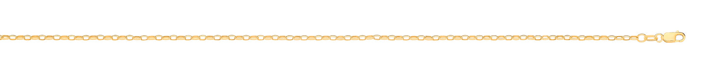 14ct Yellow Gold Hollow Oval Faceted Belcher 2.2mm Chain