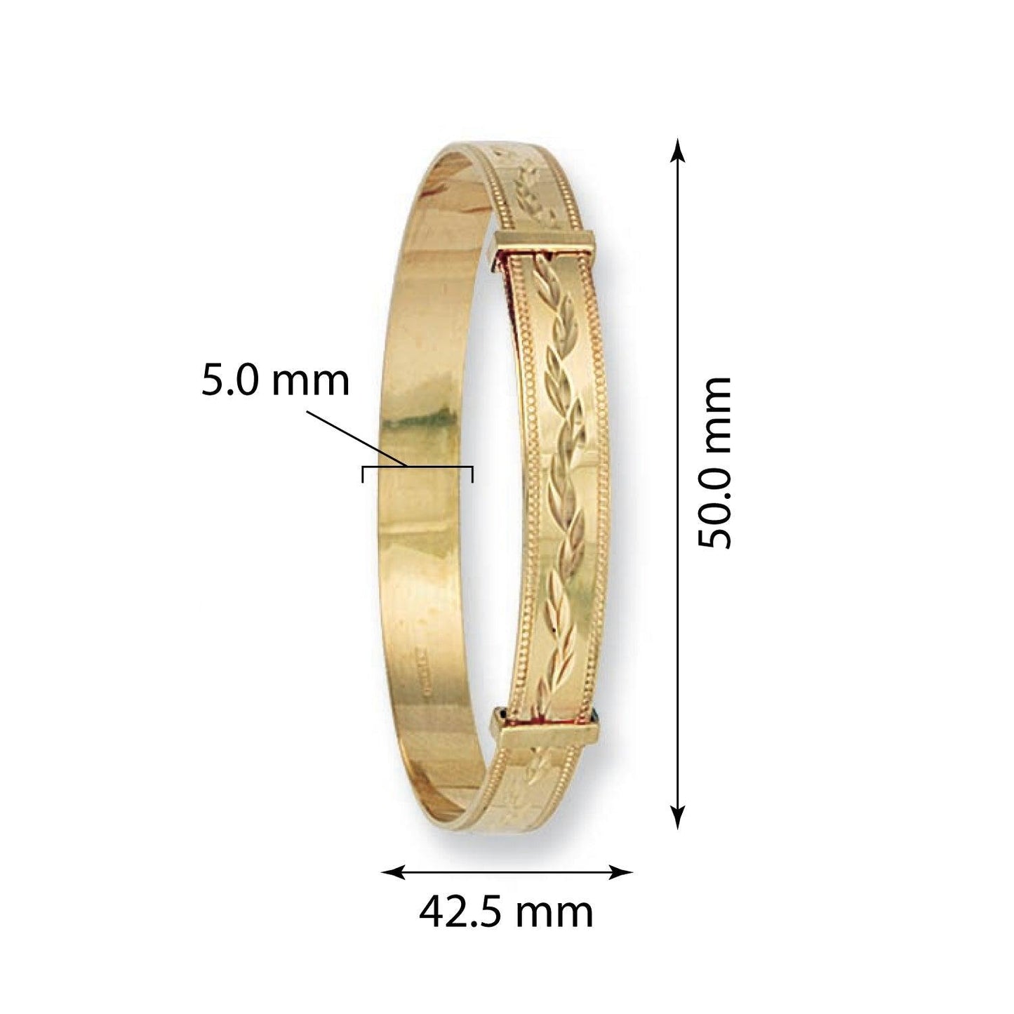 Yellow Gold Diamond Cut Expandable Baby Bangle - 42.5mm