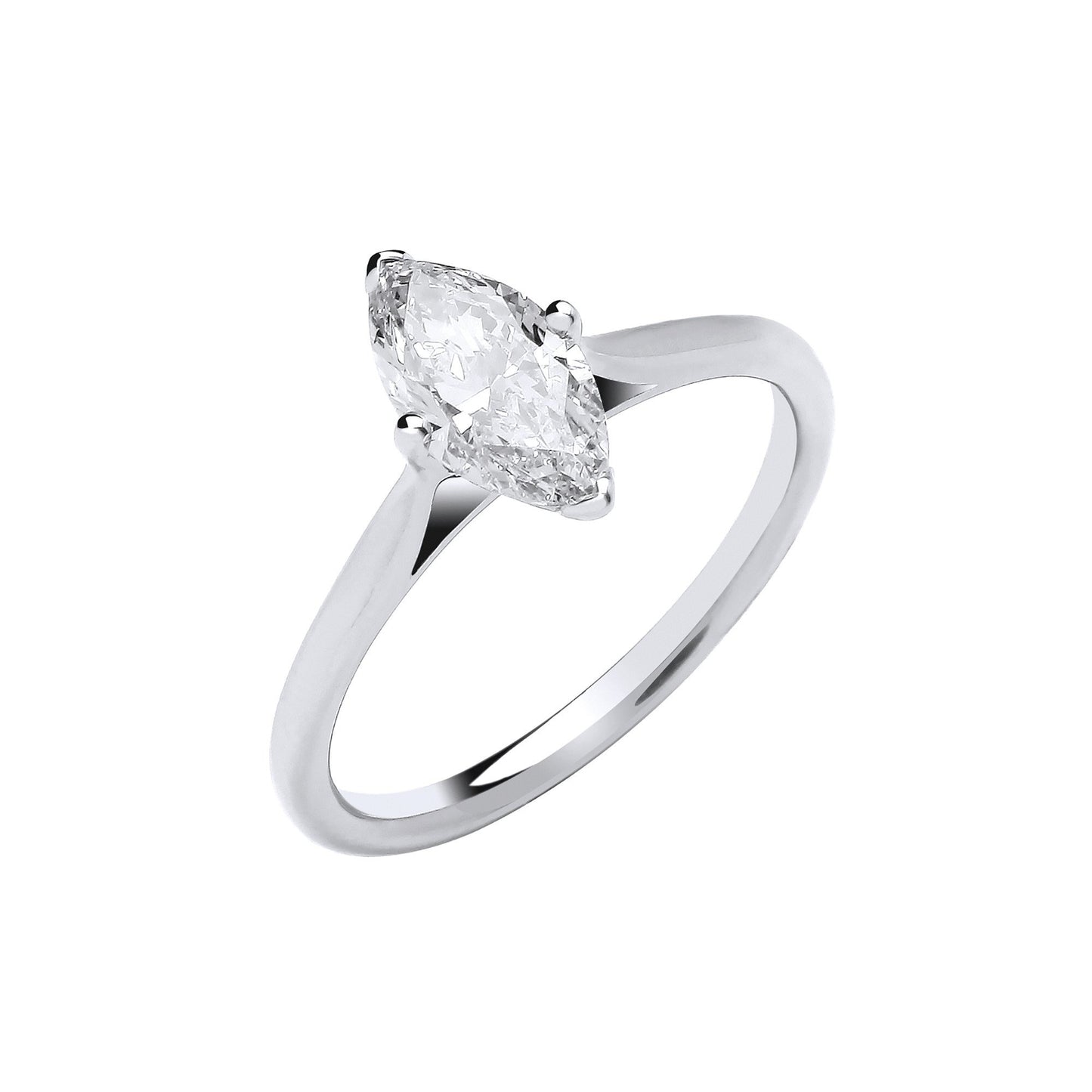 18ct White Gold 1.00ctw Marquise Cut Lab Grown Diamond Ring IGI Certified