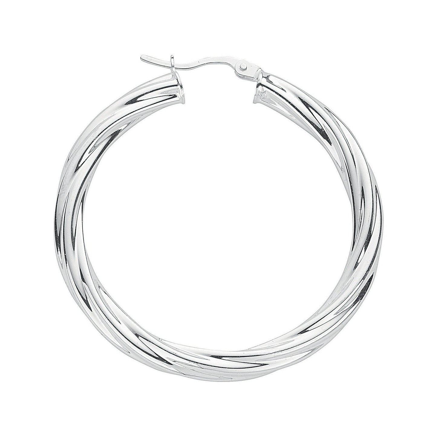 Silver Twisted Hoop Earrings - 4mm - 6.0g