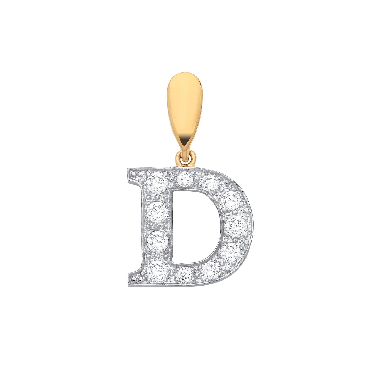 Yellow Gold Large Cubic Zirconia Initial Pendants