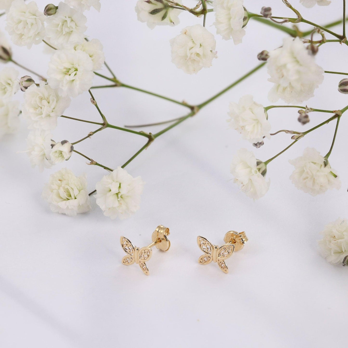 9ct Gold Butterfly Studs