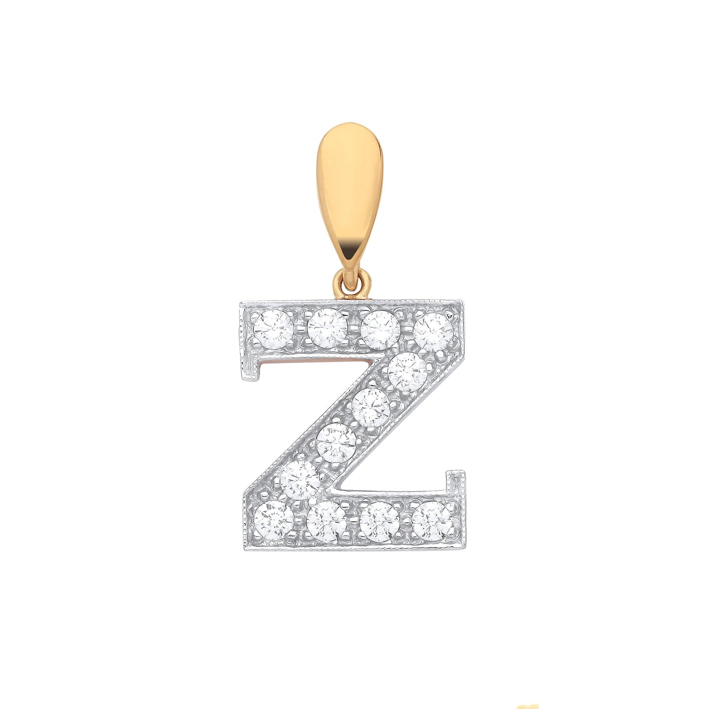 Yellow Gold Large Cubic Zirconia Initial Pendants