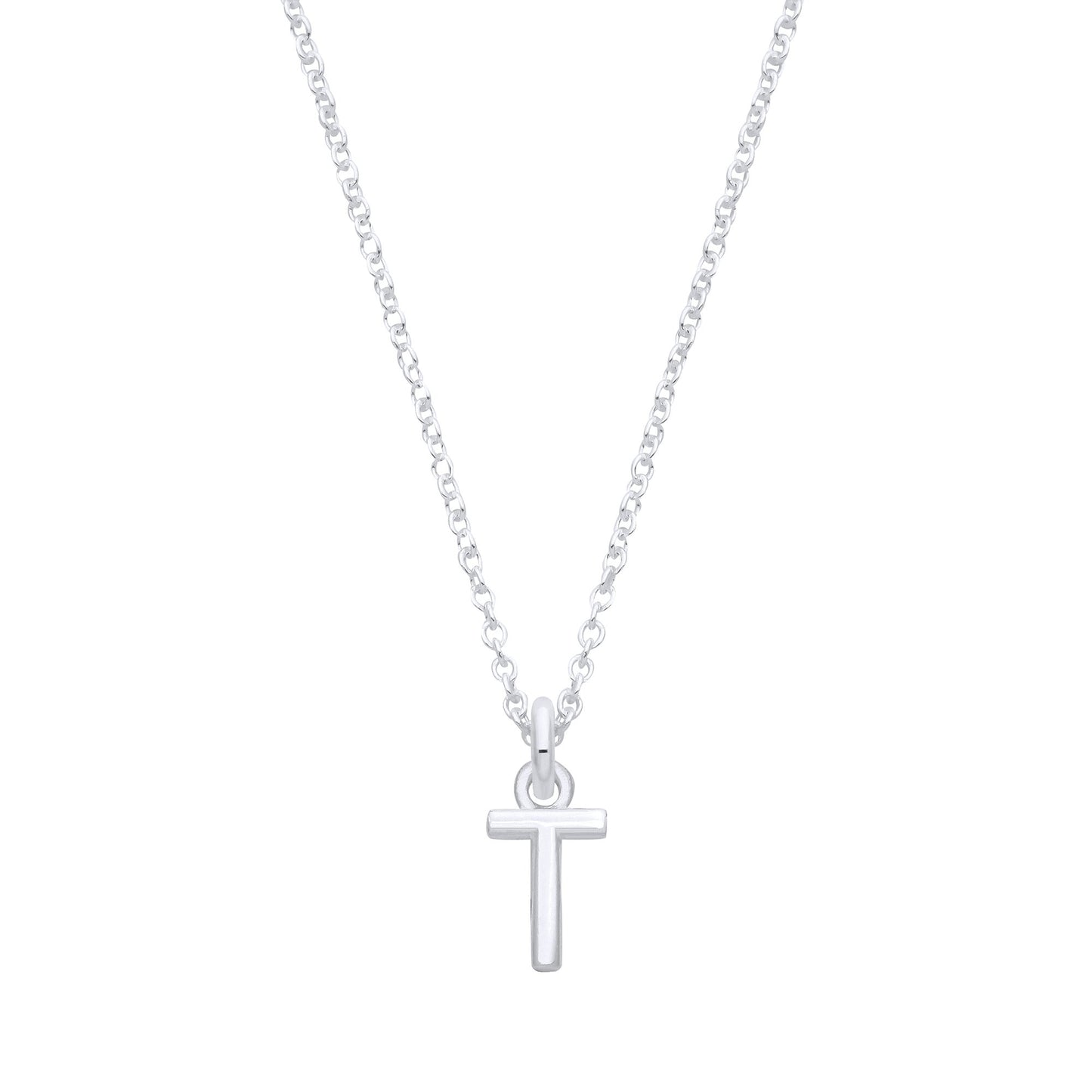 Silver Small Plain Initial 16" + 1" Necklace