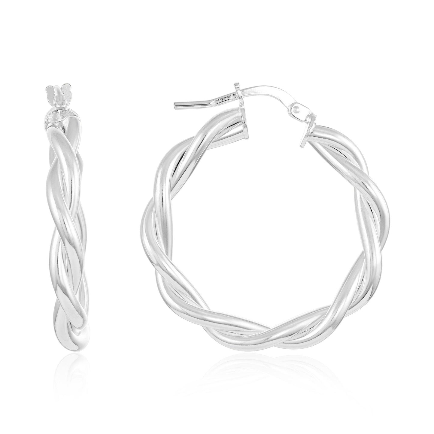 Silver Twist Hoop 25mm Earrings