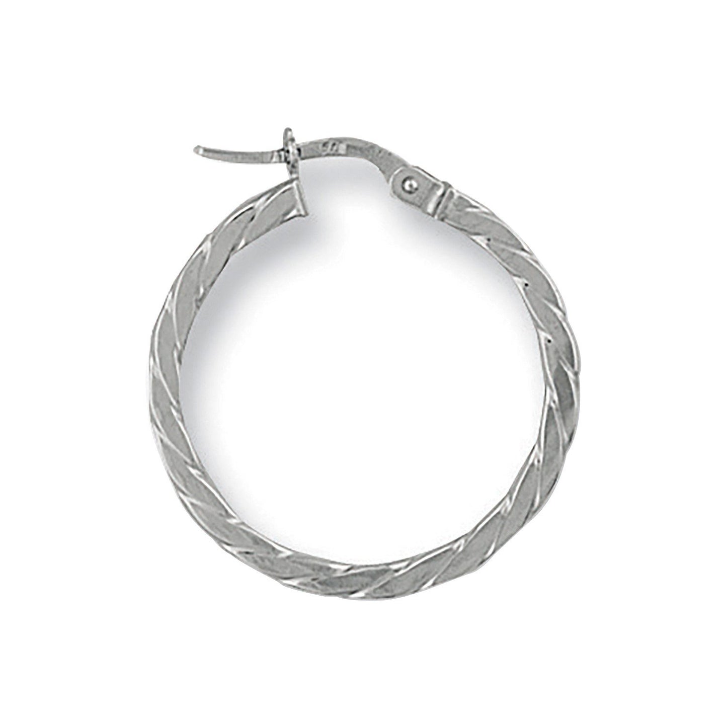 White Gold 25mm Twisted Hoop Earrings - 1.4g