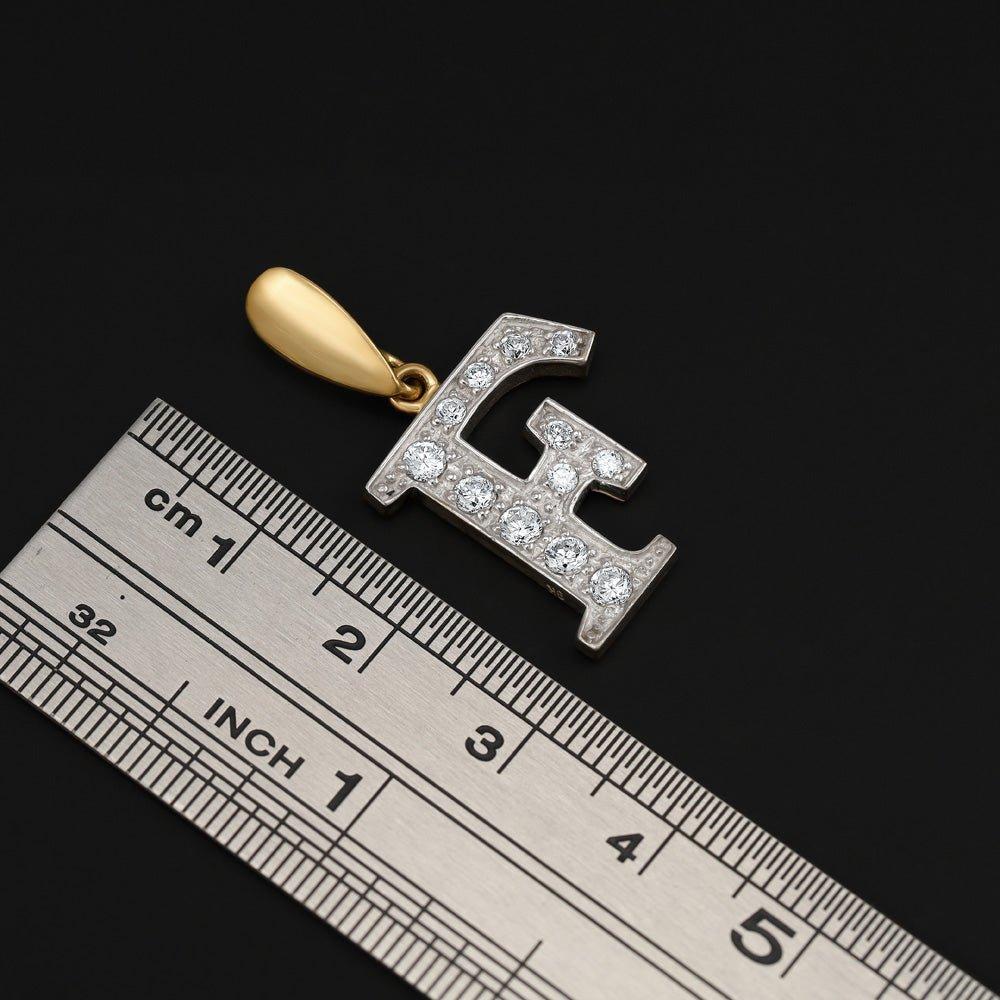 Yellow Gold Large Cubic Zirconia Initial Pendants
