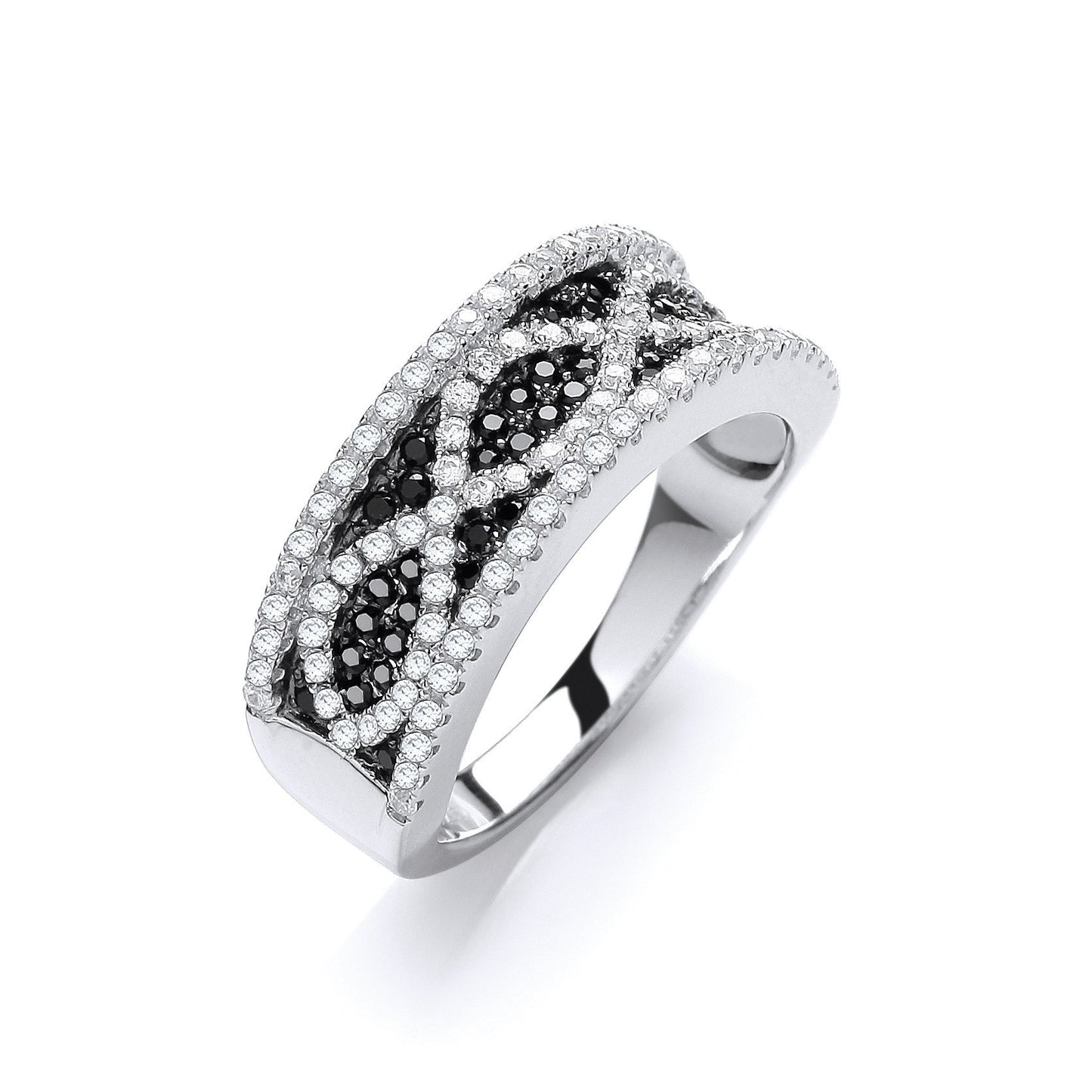 Micro Pave Black/White Cubic Zirconia Ring