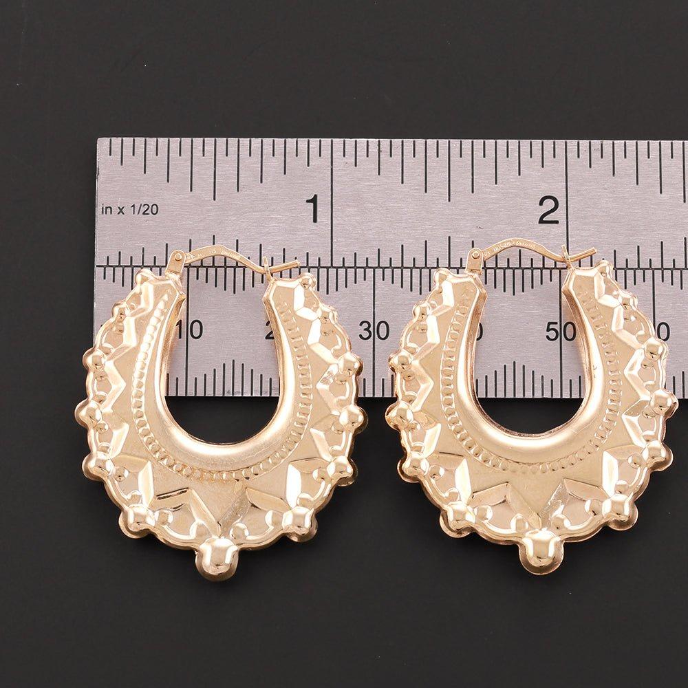 Yellow Gold Fancy Oval Creoles - 3.2g