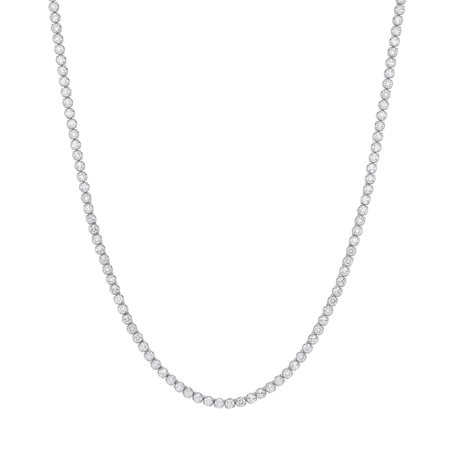 9ct White Gold 15.00ctw Lab Grown Diamond Tennis Necklace IGI Certified