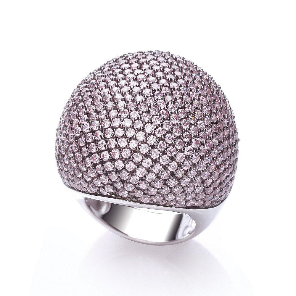Micro Pave Big Cocktail Ring 503 Pink Cubic Zirconia