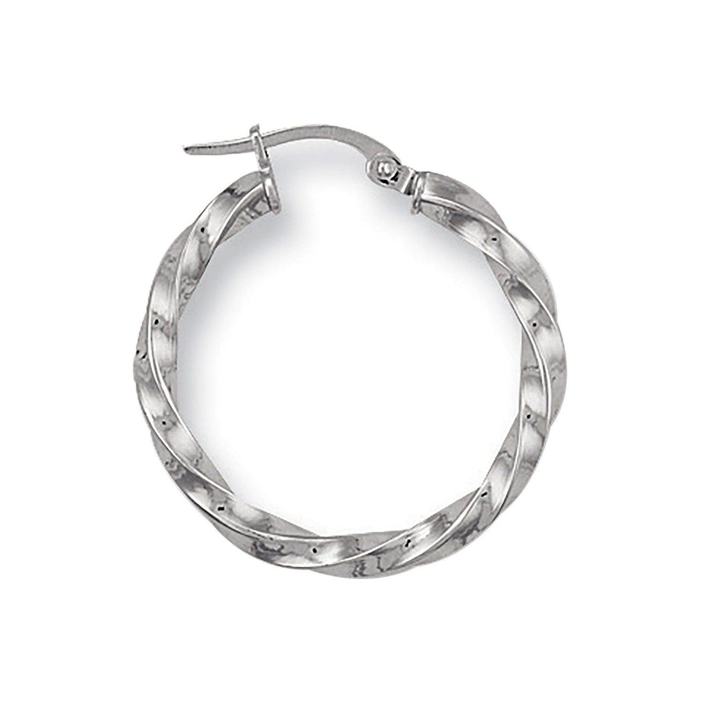 White Gold 25mm Twisted Hoop Earrings - 1.3g