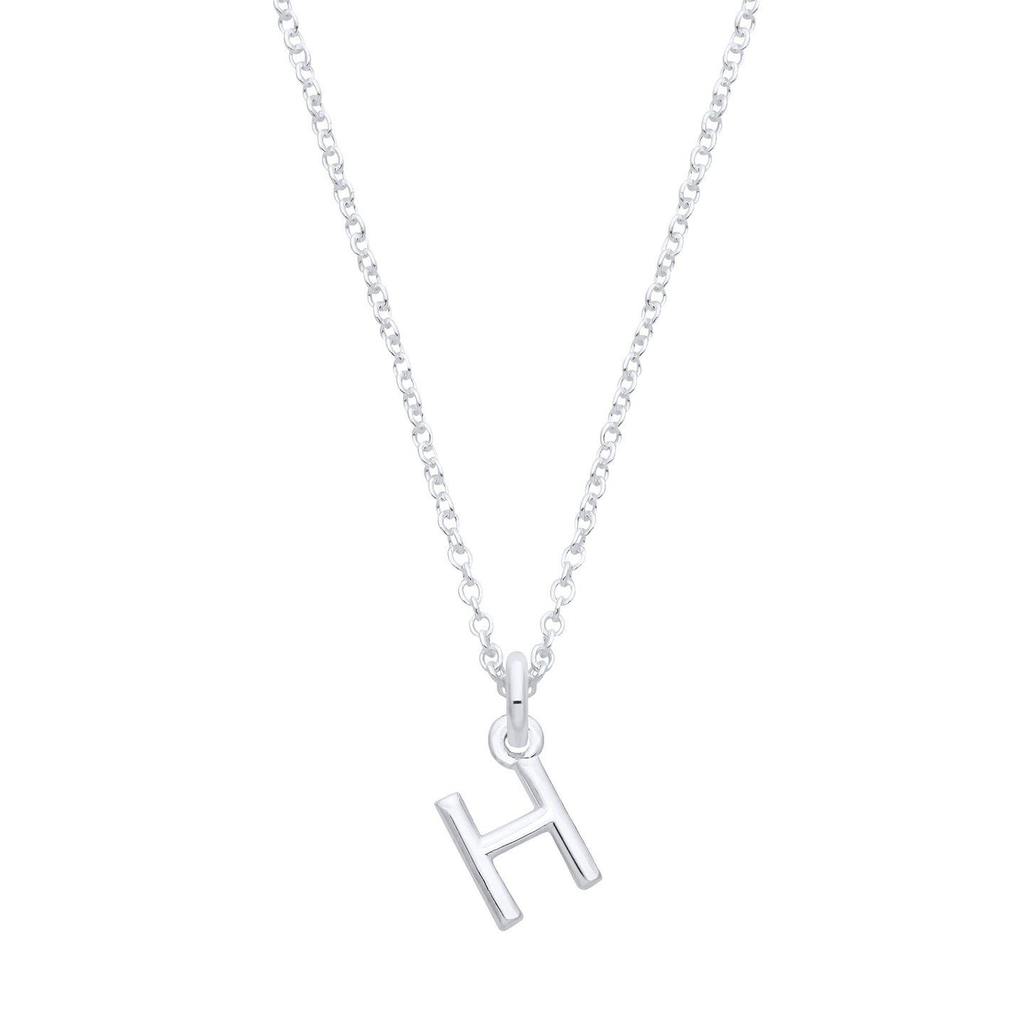 Silver Small Plain Initial 16" + 1" Necklace