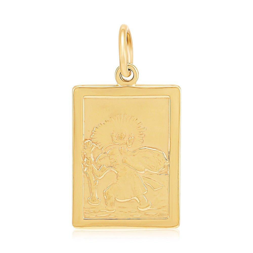 Yellow Gold Rectangular Shaped St. Christopher Pendant