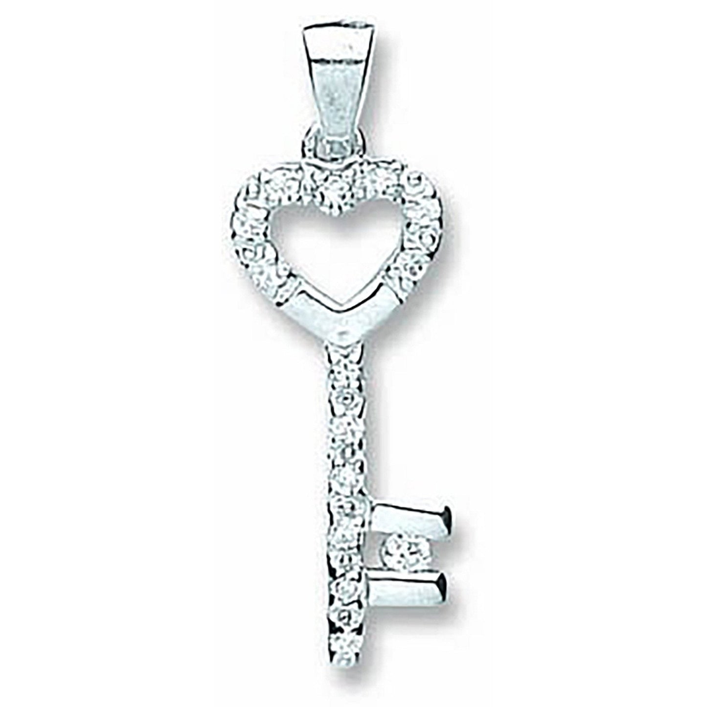 Silver Cubic Zirconia Key Drop Pendant