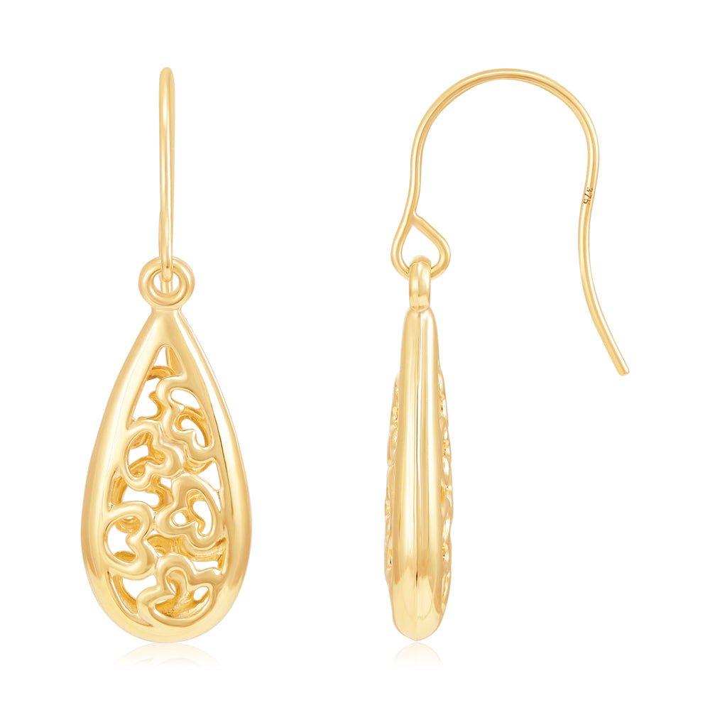 Yellow Gold Hook Oval Drop Earrings