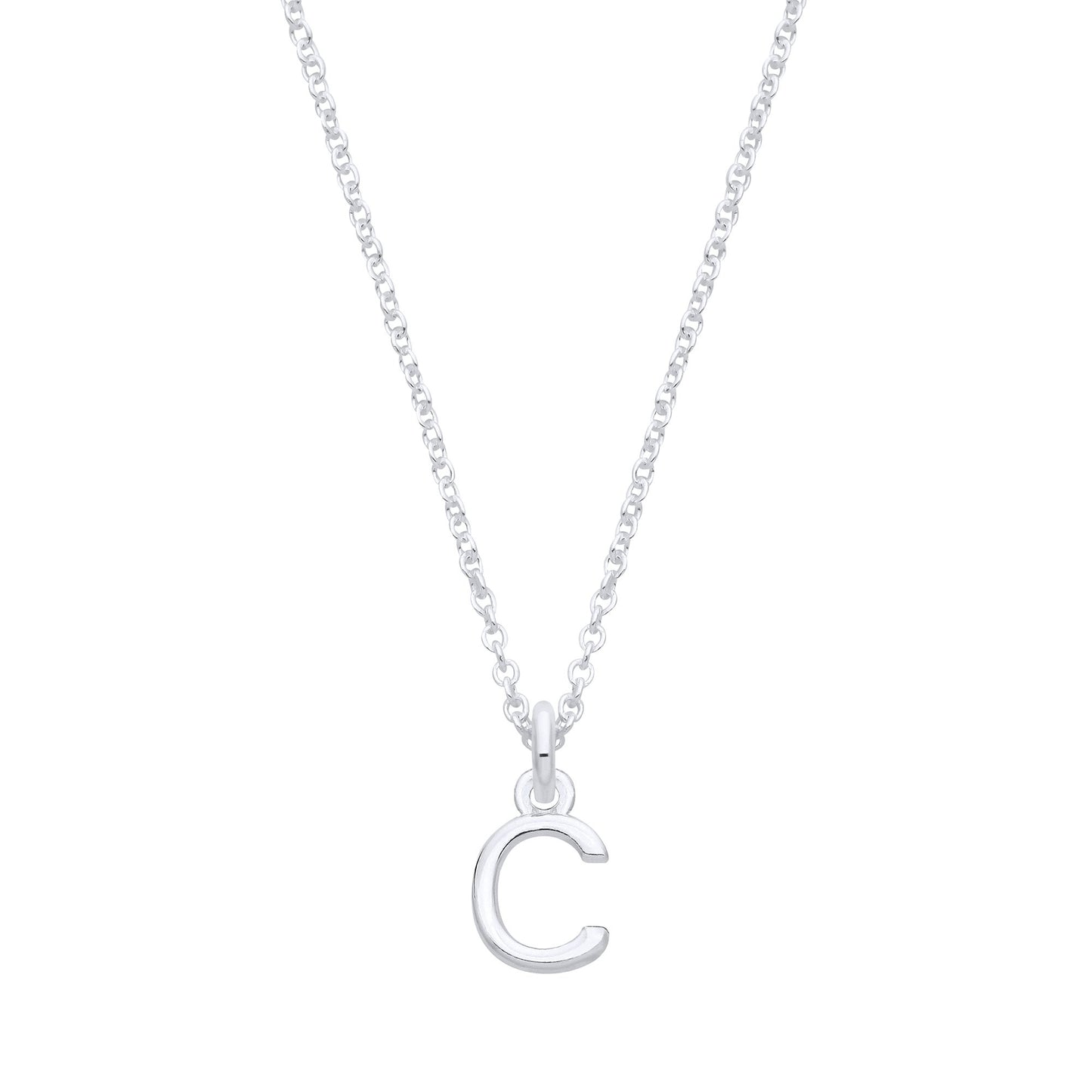 Silver Small Plain Initial 16" + 1" Necklace