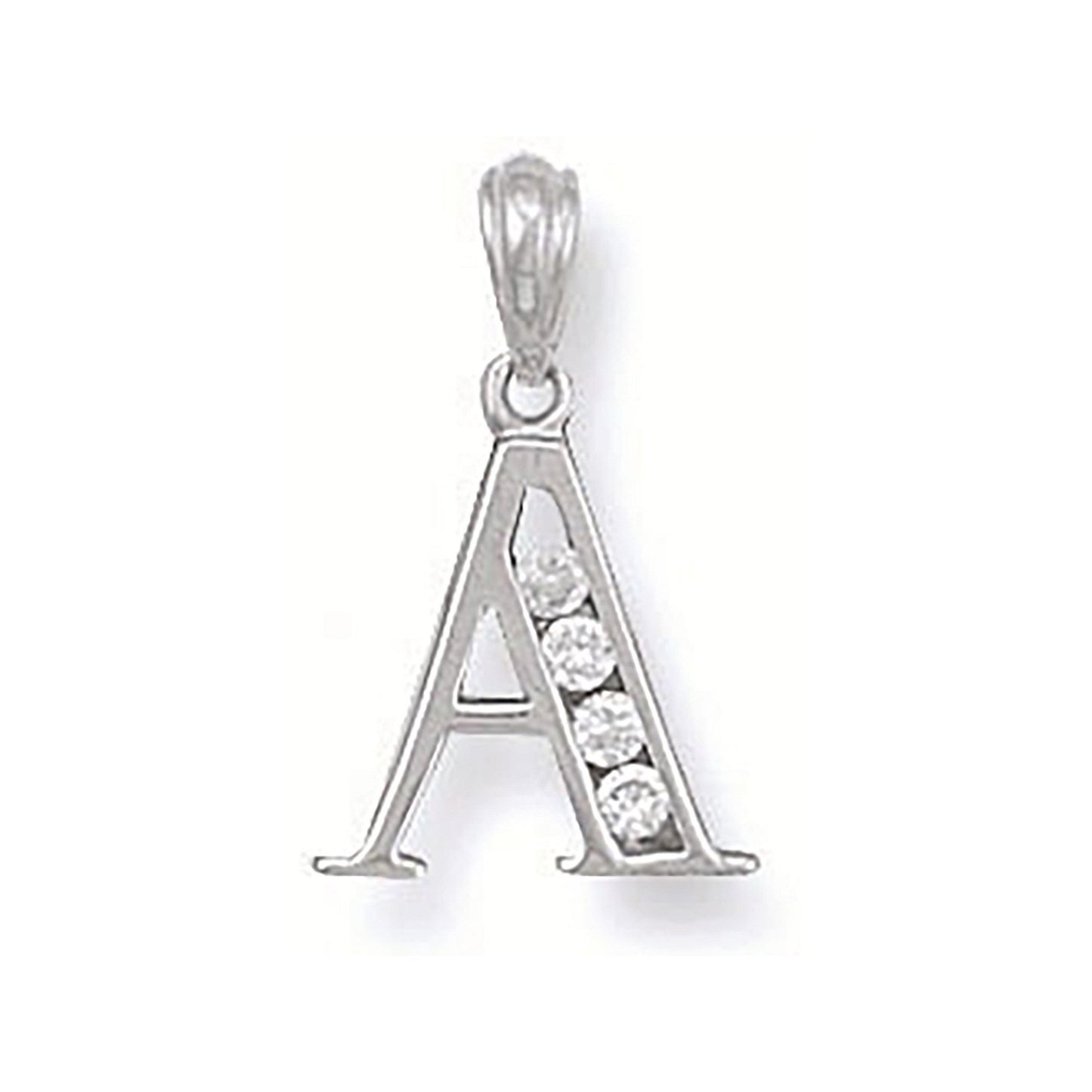 Silver Channel Set Cubic Zirconia Initial Pendant