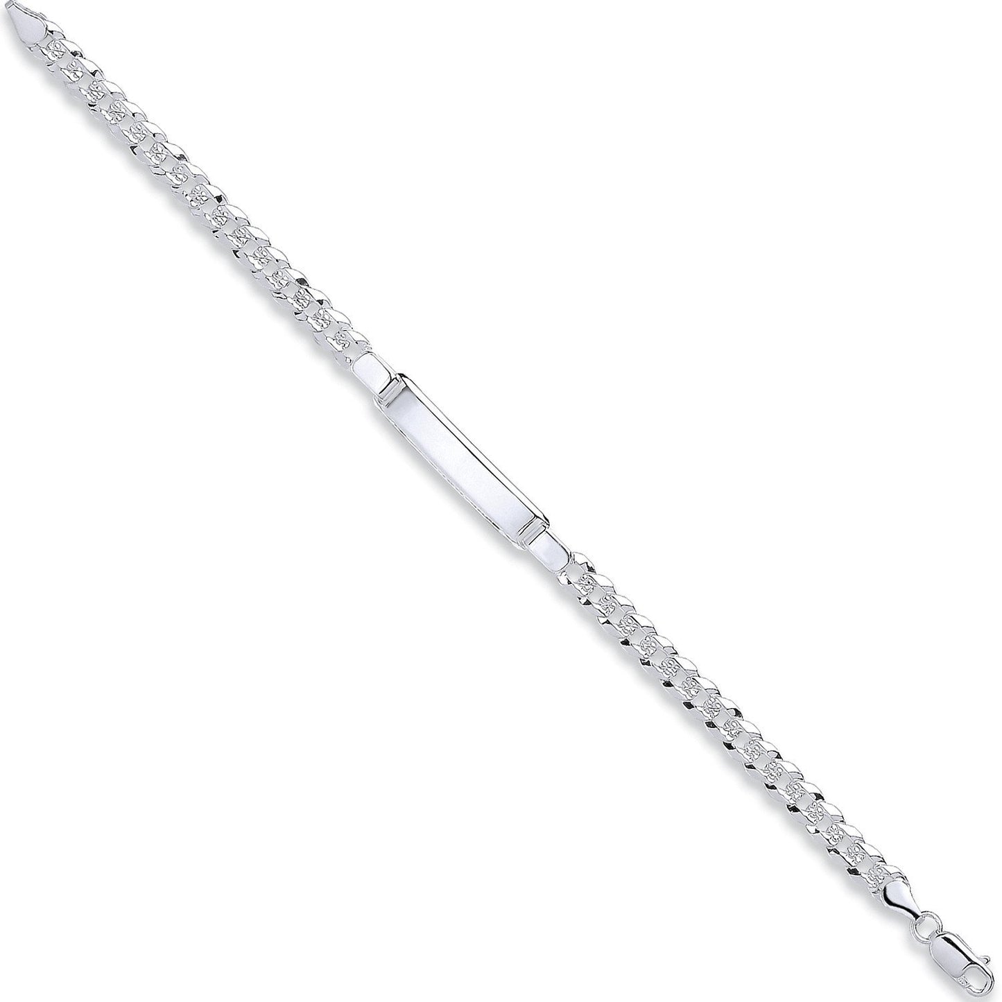 Silver Curb Pave ID Bracelet
