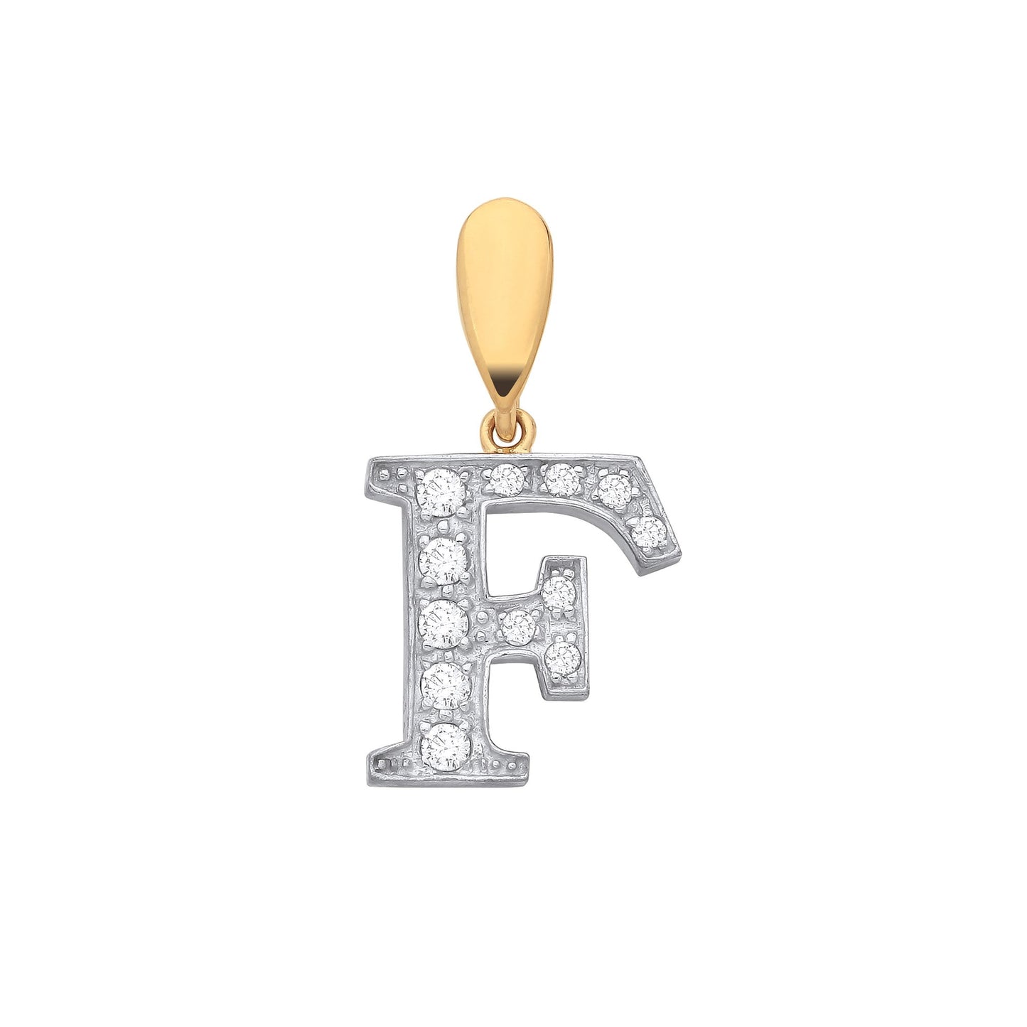 Yellow Gold Large Cubic Zirconia Initial Pendants