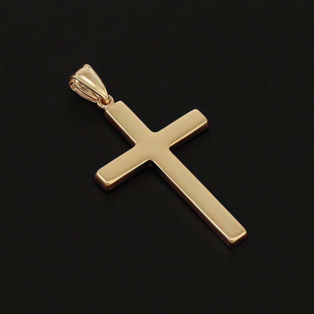 Yellow Gold Plain Hollow Cross - 21mm