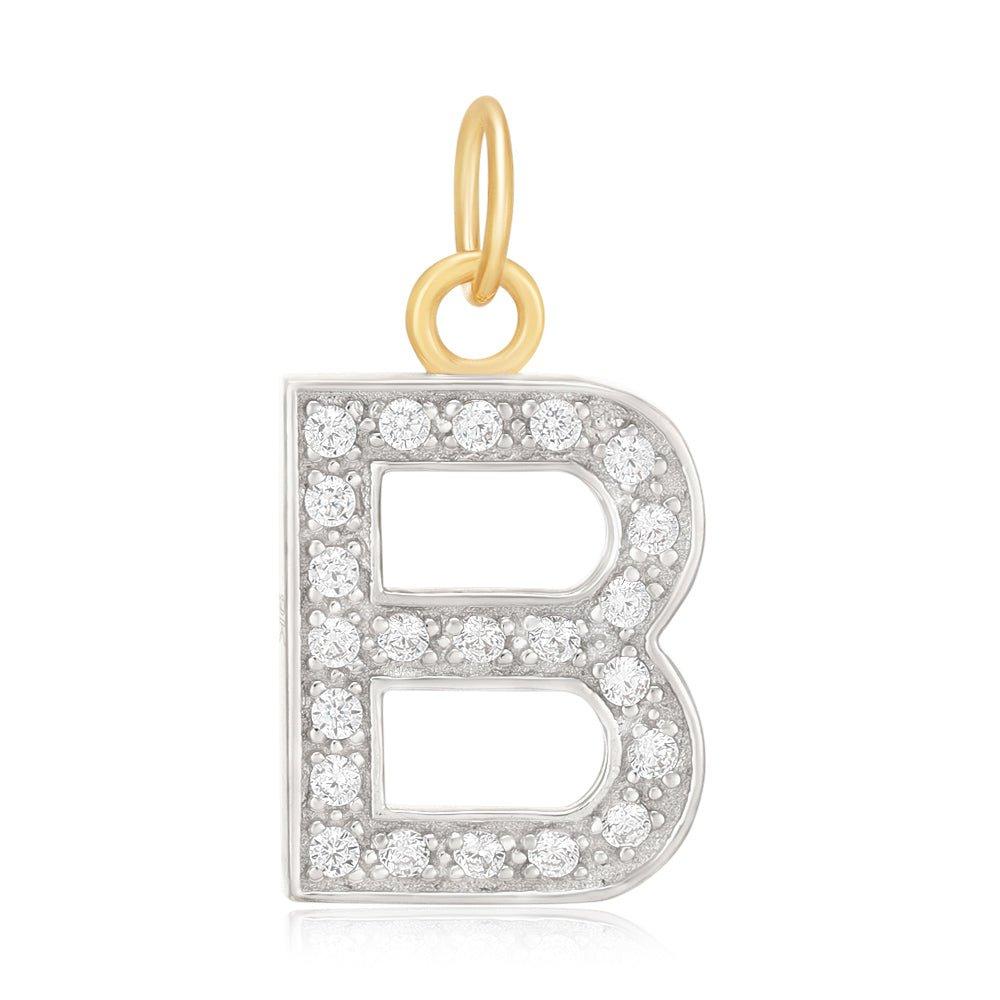 Yellow Gold Medium Cubic Zirconia Initial Pendants