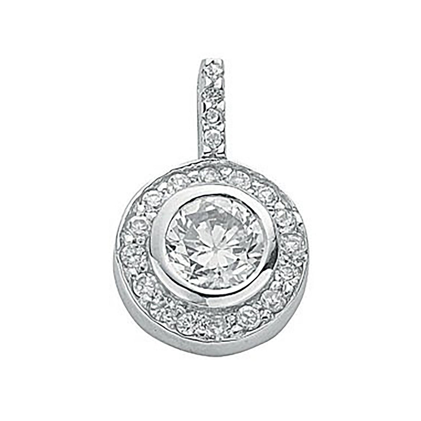Silver Cubic Zirconia Cluster Drop Pendant
