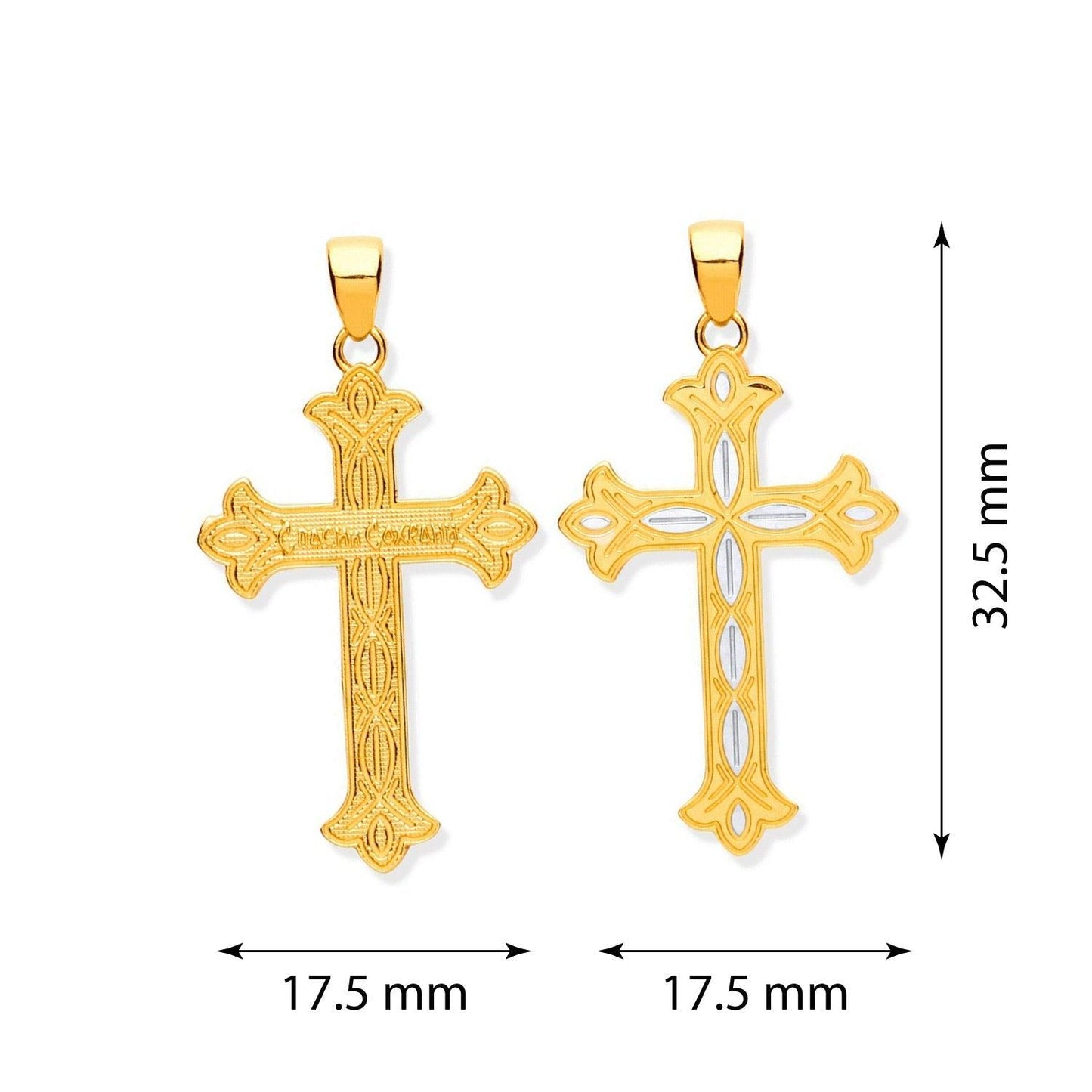Yellow & White Gold Russian Orthodox Cross