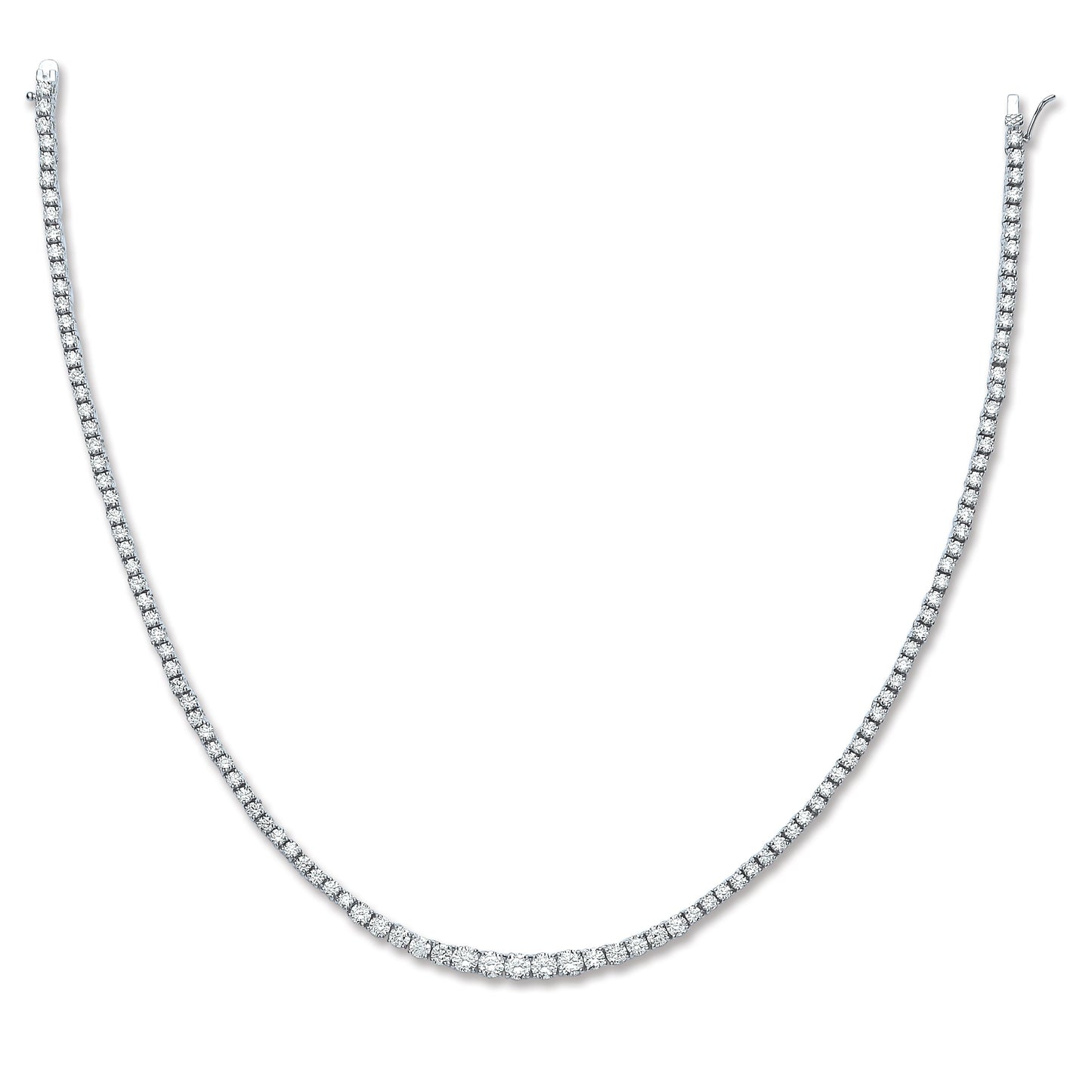 Silver Graduated Cubic Zirconia Tennis Collarette 17"