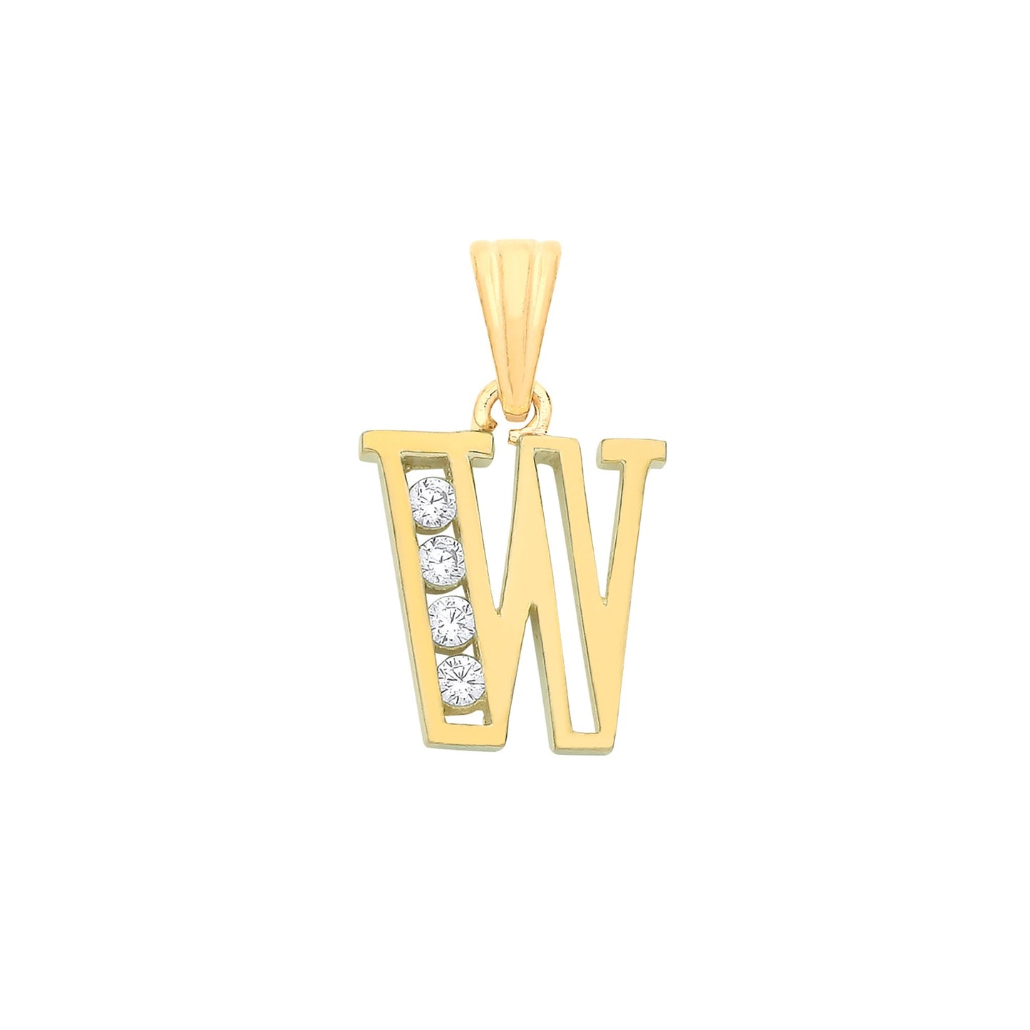 Yellow Gold Channel Set Cubic Zirconia Initial Pendants