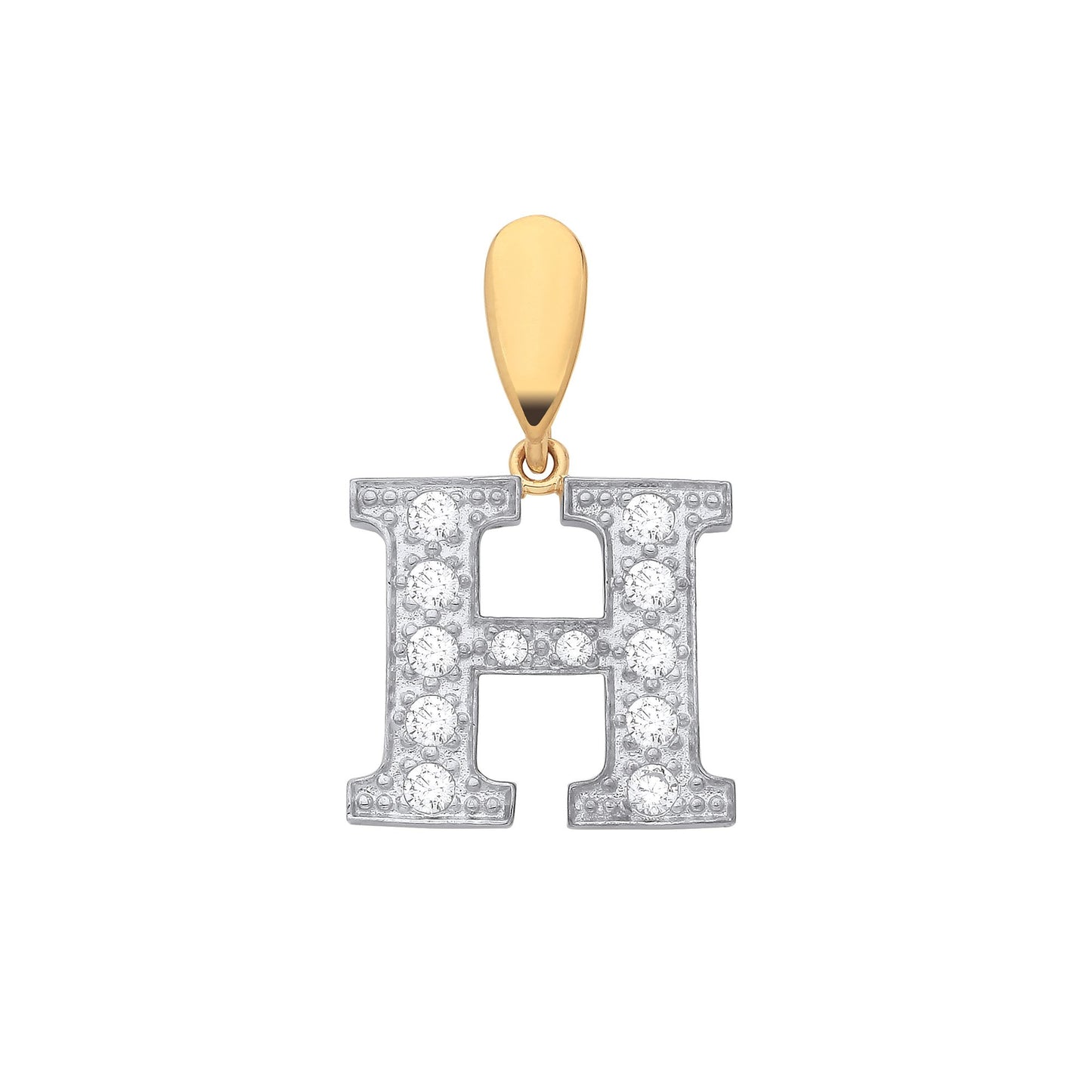 Yellow Gold Large Cubic Zirconia Initial Pendants