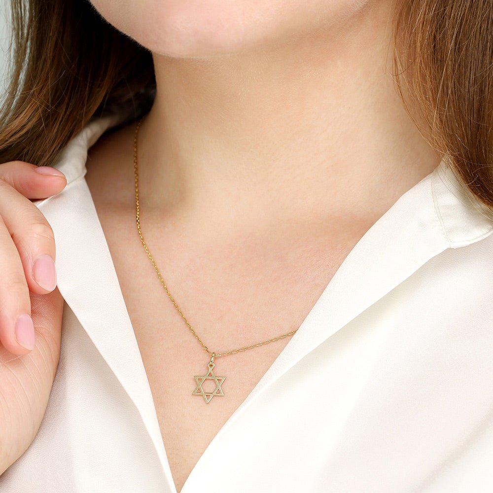 Yellow Gold Star of David Pendant - 11.8mm