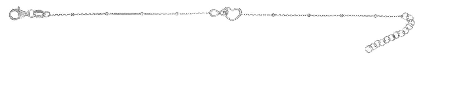 Silver Heart & Infinity 16"-18" Necklace/07" Bracelet