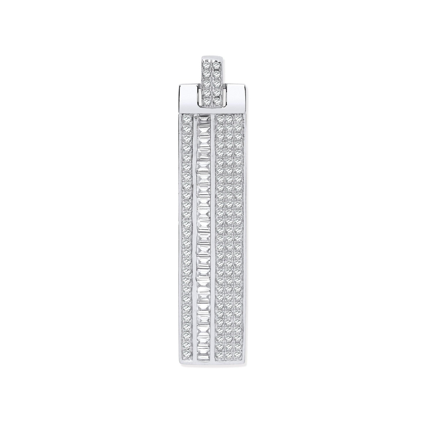 Silver Cubic Zirconia Tag Pendant