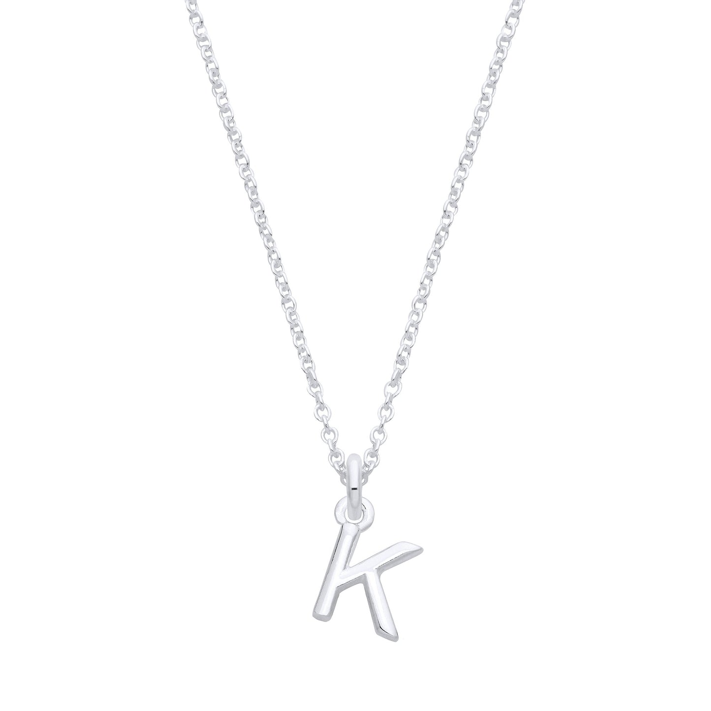 Silver Small Plain Initial 16" + 1" Necklace