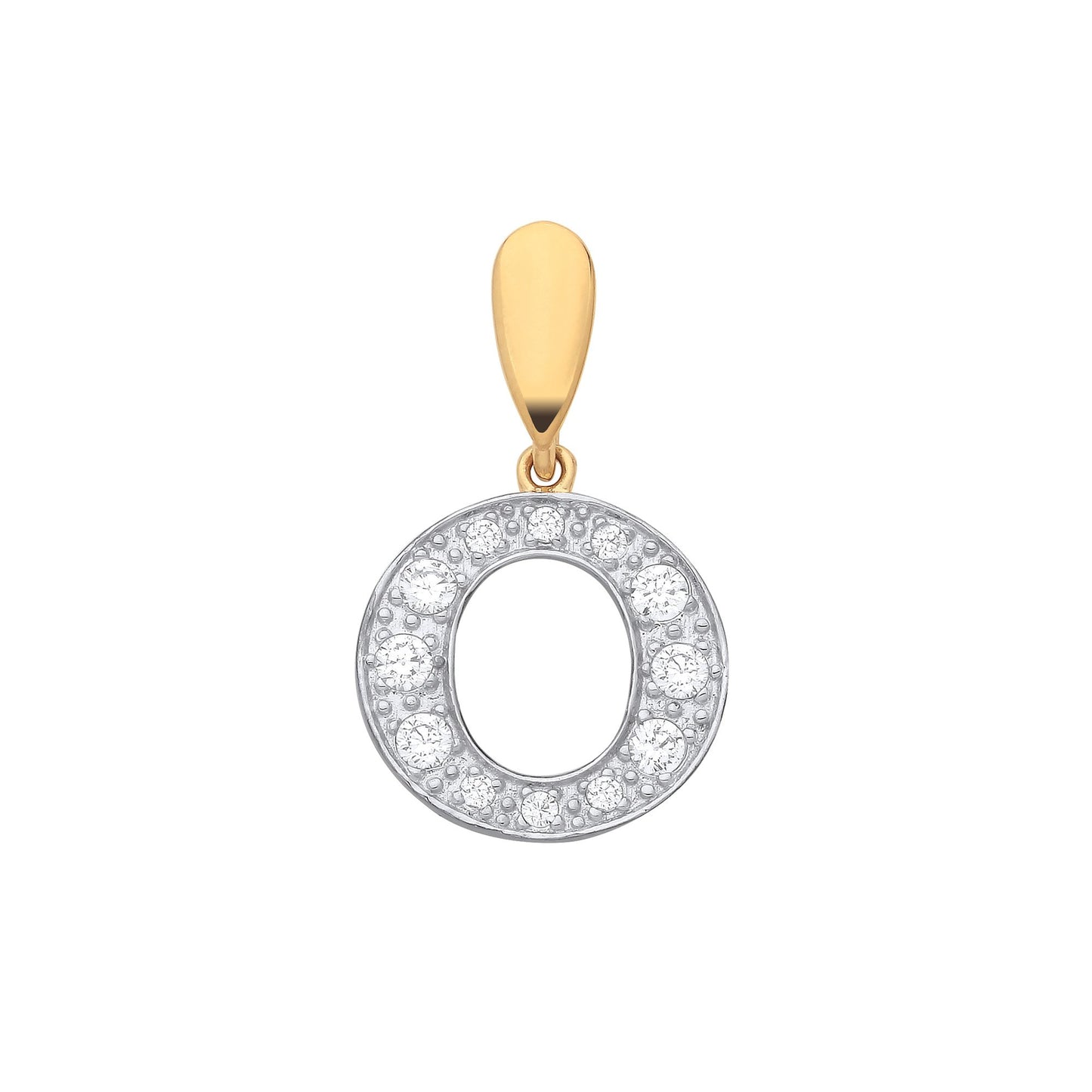 Yellow Gold Large Cubic Zirconia Initial Pendants
