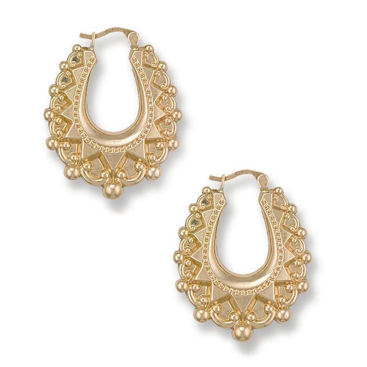 Yellow Gold Fancy Oval Creoles - 3.2g