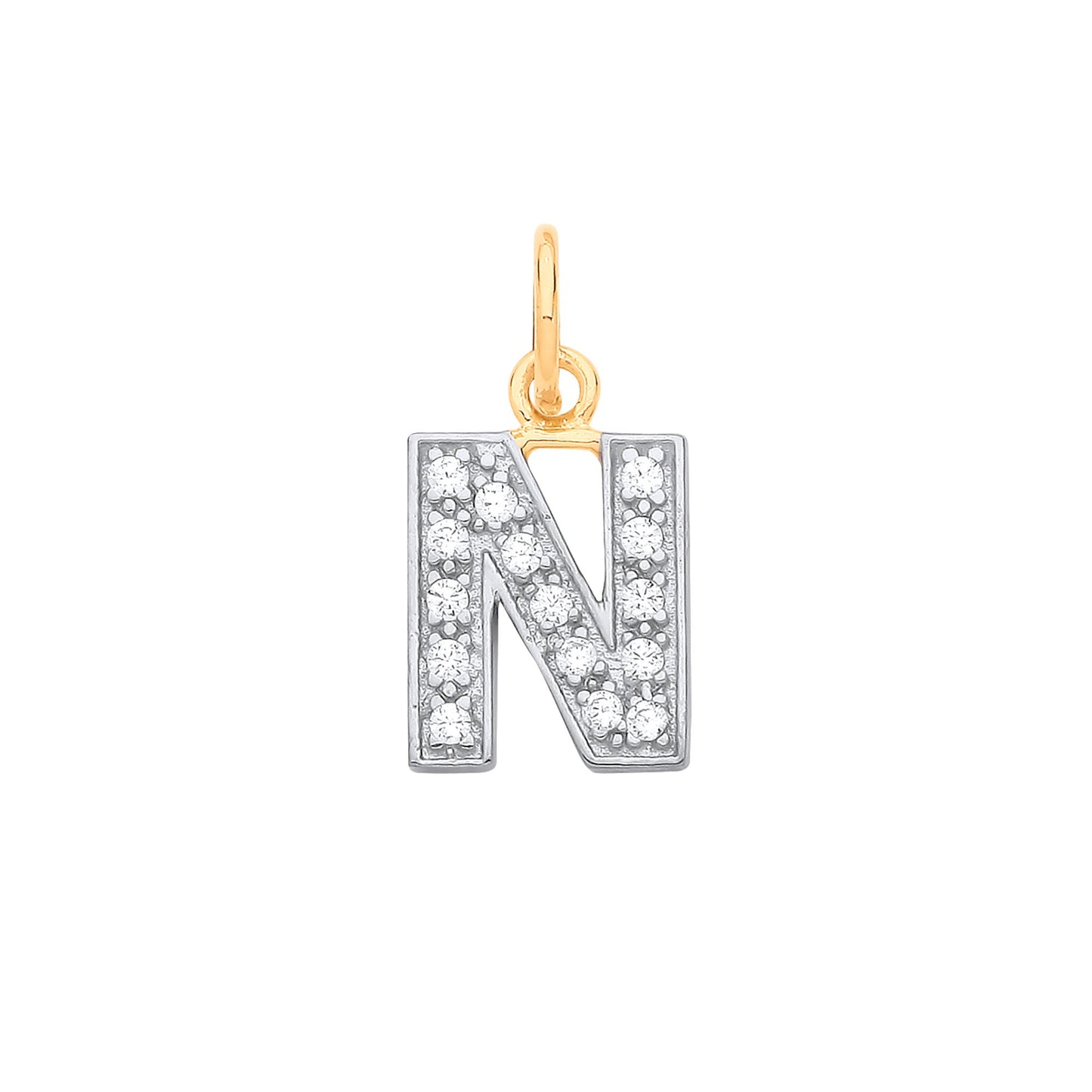 Yellow Gold Small Cubic Zirconia Initial Pendants