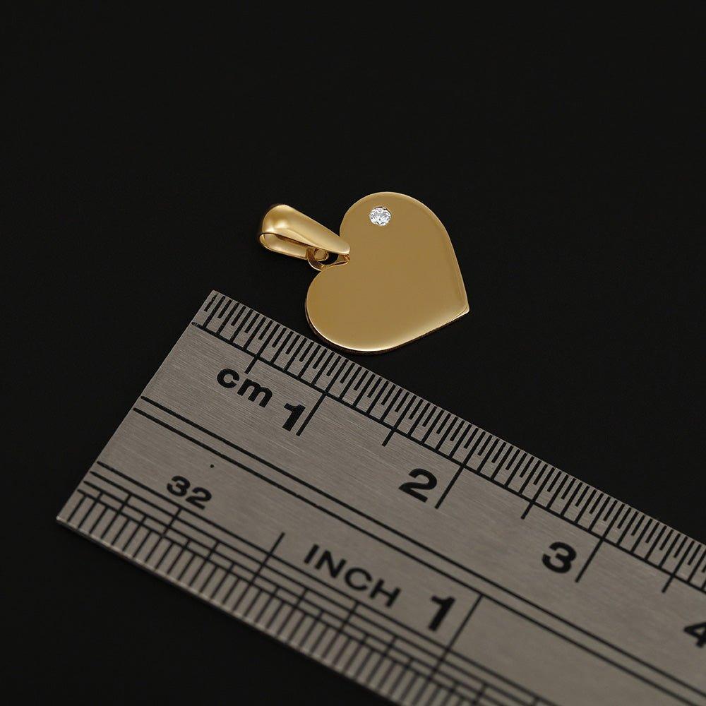 Yellow Gold Cubic Zirconia Plain Heart Pendant