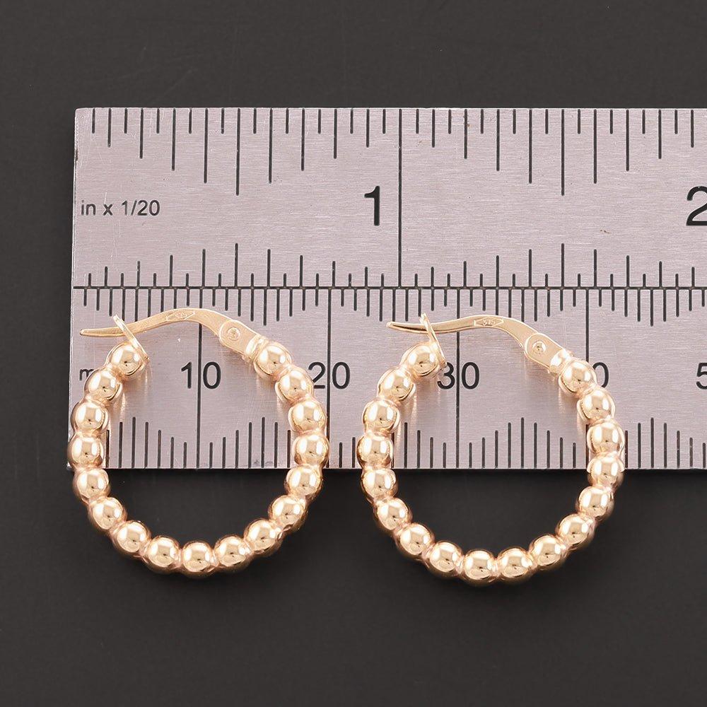 Yellow Gold Fancy Beaded 21mm Hoop Earrings