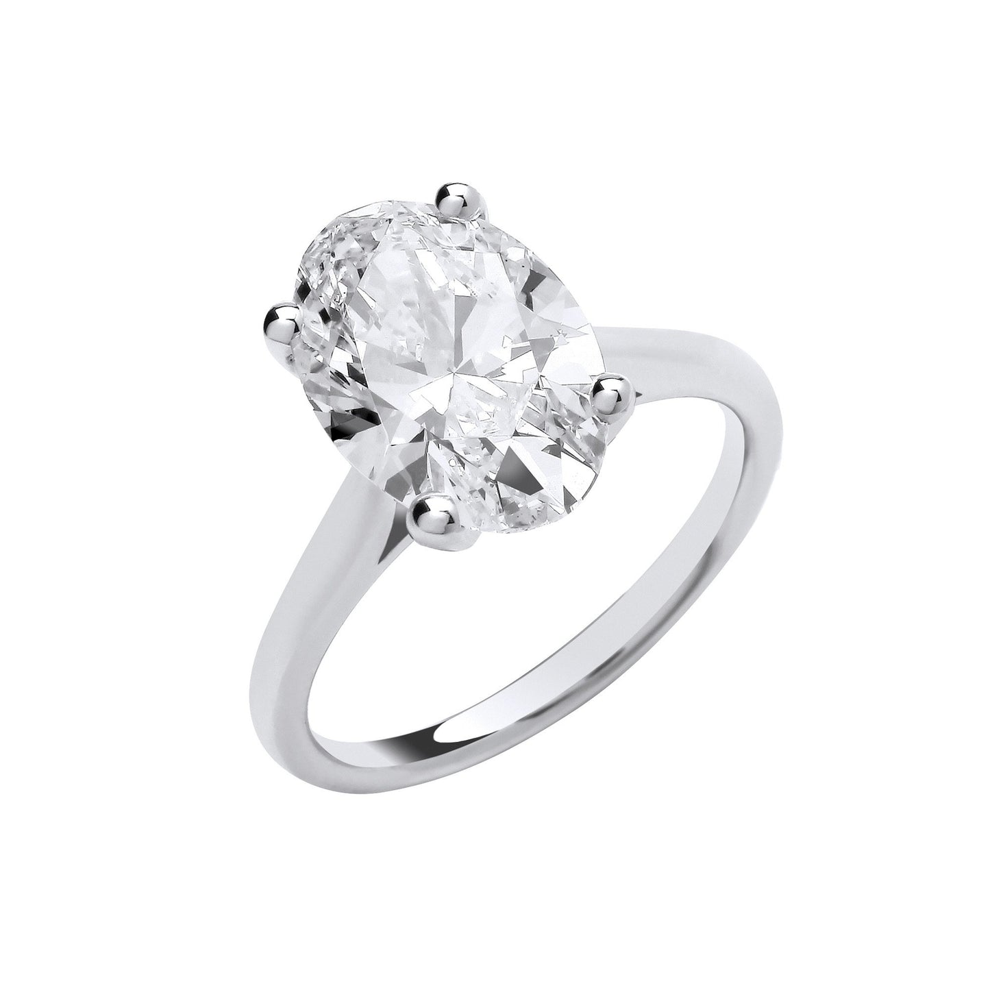 18ct White Gold 4.00ctw Oval Cut Lab Grown Diamond Ring IGI Certified