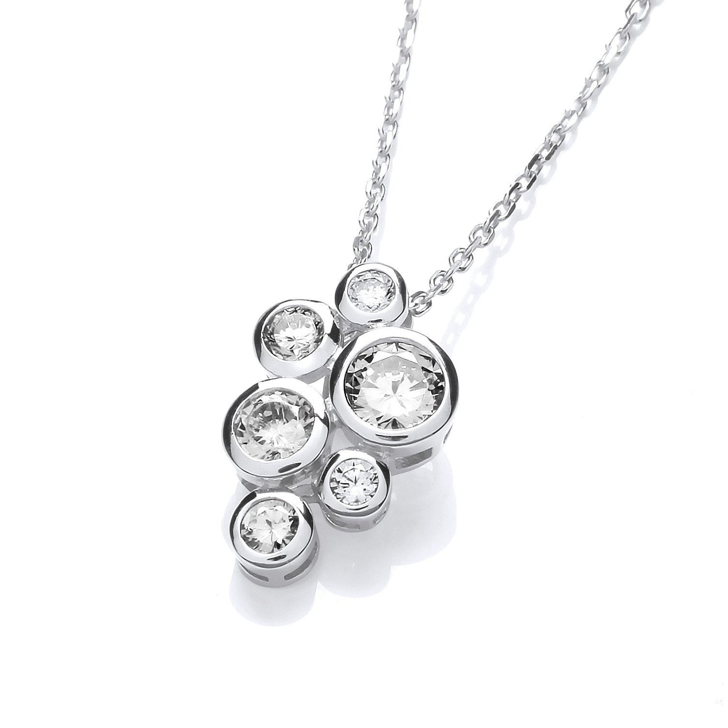 Timeless Rubover Set Cubic Zirconias Pendant with Chain