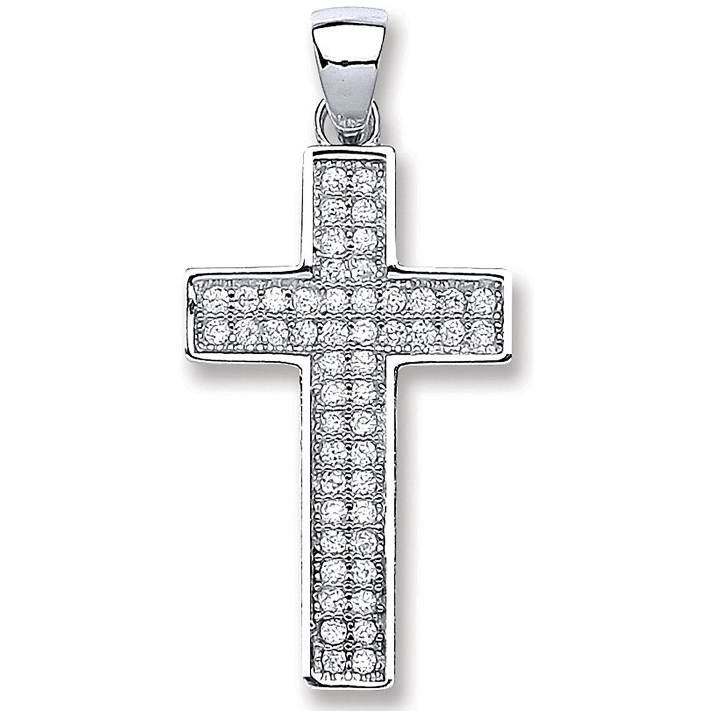 Silver Pave Set Cubic Zirconia Cross - 13.1mm